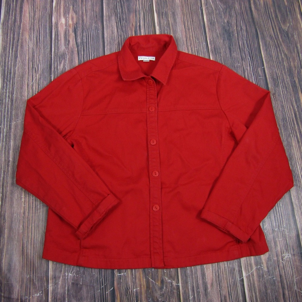 Pendleton Mens XL Red Stretch Long Sleeve Button‎ Up Shirt Collared Casual